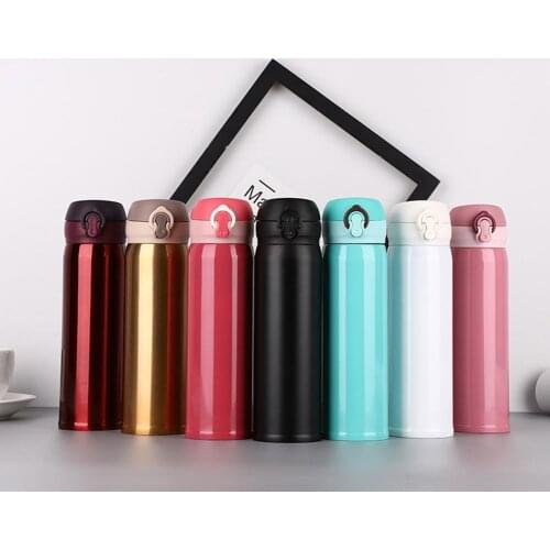 1pc 500ml Stainless Steel Thermal Flask Jug Coffee Pop-Up Lid Sports Vacuum Flasks Travel Outdoor Warm Water Supplies Useful