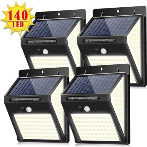 Ultra Bright 140 LED Solar Light Outdoor Security with Motion Sensor 3 Mode IP65 Waterproof for Front Door Yard Garage Wall Lamp