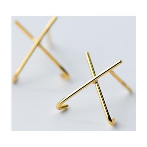 MloveAcc 100% 925 Solid Real Sterling Silver Letter X Stud Earrings for Women Girls Kids Lady Fashion Jewelry