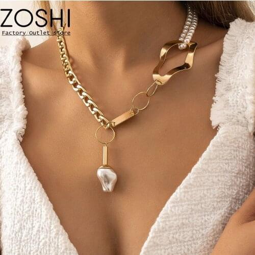 Goth Pearl Choker Necklace Gold Lasso Pendants Women Jewelry On The Neck Chain Necklace Chocker Collar For Girls Kpop Wholesale