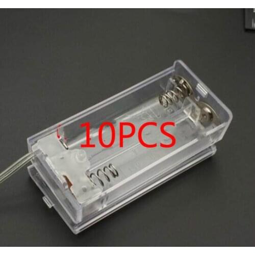 10PCS 3V Transparent Battery Box 2xAA Battery Holder With NO/OFF Button Switch &Wire Lead For AA Rechargeable Battery
