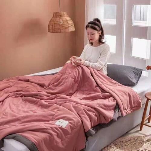 100% Cool Summer Quilt Full Page Solid Color With Black Trim Breathable And More Skin Friendly