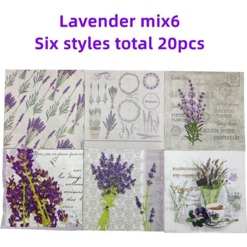 20Pcs/lot 33*33cm Purple Creative Lavender Facial Paper Tissue Color Printed Napkins DIY Anniversary Party Paper Towel Decor