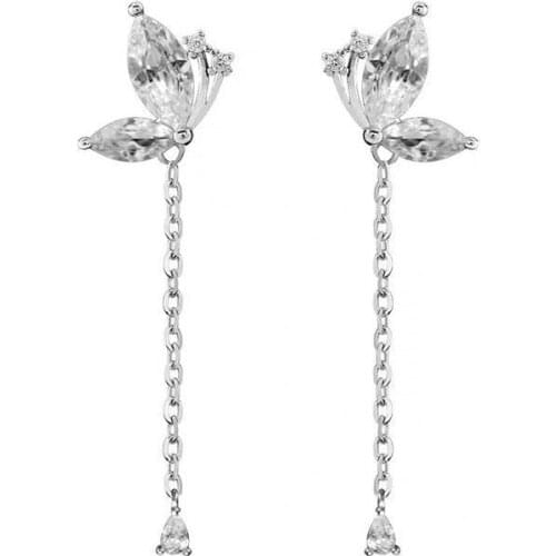 2020 Butterfly Tassel quality Crystal Long Drop Earrings for Women Girls Gift Valentines Day Statement Earring