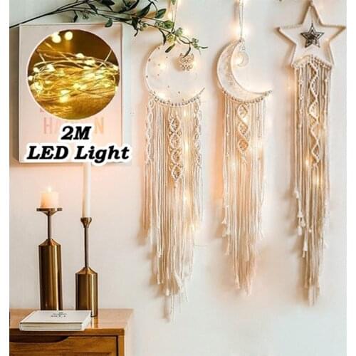 3 Style Bohemian Chic Macrame Wall Hanging Tapestry Moon Star Dream Catcher Wall Decor Boho Woven Knitted Tapestries