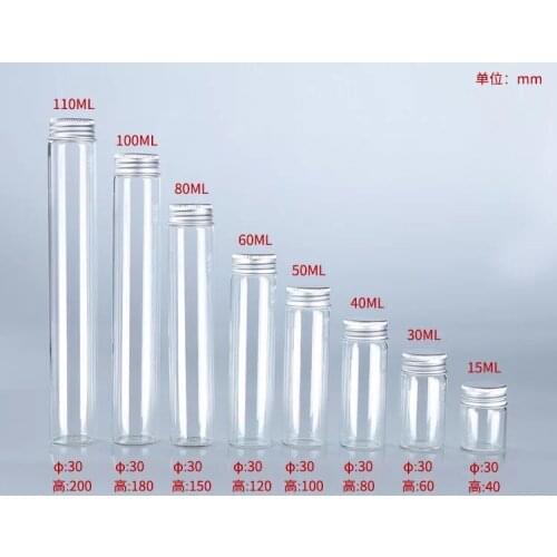 50pcs/lot 10/15/20/25/30/40/50/ 60ml Clear Bottles Glass Vials With Screw Caps For Wedding Holiday Decoration Christmas Gifts