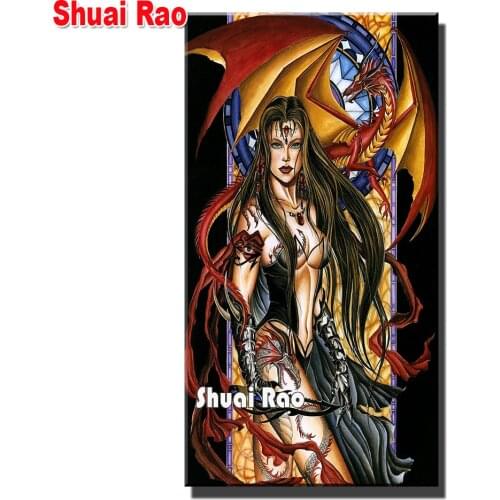Diy Crystal 5d diamond mosaic"Sexy dragon Tattoos Women"diamond painting cross stitch embroidery full round drill Portrait Art