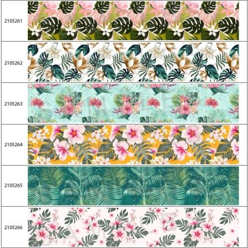 Plant floral print grosgrain ribbon satin ribbon ribbon DIY bows headdress 10yards