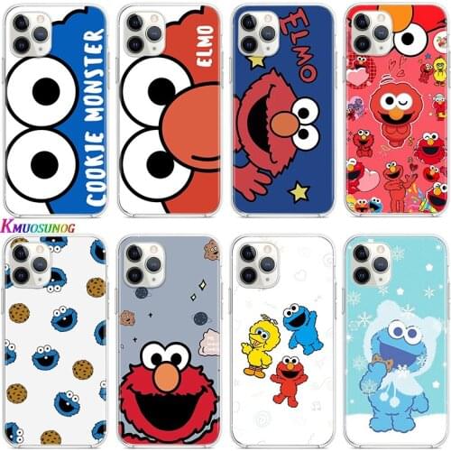 Cute Sesame Street Cookie Elmo For Apple iPhone 12 11 Pro Max mini XS Max XR X 8 7 6 6S Plus 5S SE 2020 Transparent Phone Case