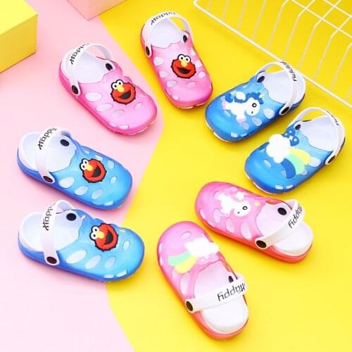 KINE PANDA Kids Mules Slides Clogs Boys Slippers Girls Sandals Duck Panda Elmo Beach Child Shoes 1 2 3 4 5 6 7 Years Old