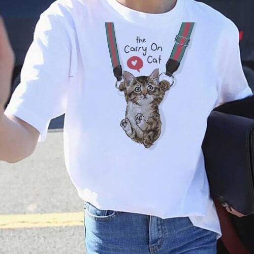 BLINGPAW Graphic T Shirts Funy Cute Cat Print T-shirt Pure Cotton Unisex Tees Summer Tee Shirts Ladies Tops 2021 Woman Tshirts