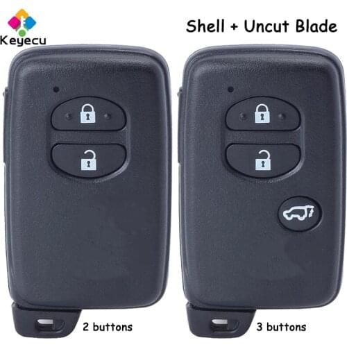 KEYECU Replacement Remote Car Key Shell Case With 2/ 3 Buttons With Uncut Blade - FOB for Toyota Avalon Camry Highlander Sequoia