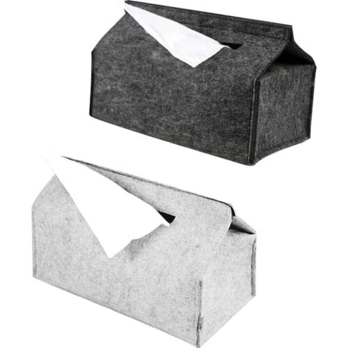 Tissue Box Household Trays Simple Wool Felt Tissue Case Black/Gray Solid Color Car Paper Towel Pumping Container