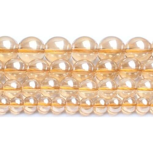 6/8/10/12mm Smooth Natural Gold Champagne Transparent Titanium Coated Quartzs Crystal Round Beads For Jewellery Making 15