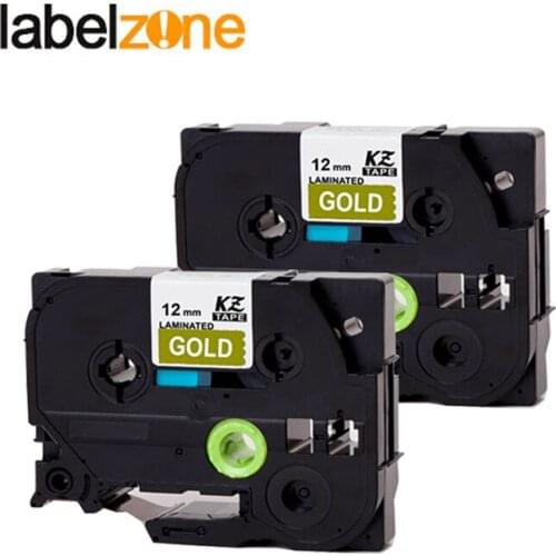 2Pcs TZe835 gold on black Compatible Brother P-touch Label Tape Label Ribbon cassette Tze835 TZe 835 tz835 tze-835 for P touch