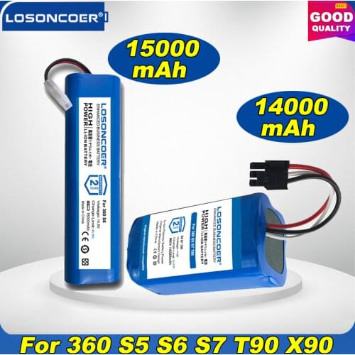 100% Original LOSONCOER 3300mAh For 360 S6 S5 S7 T90 X90 Battery Replacement Fit Robot Vacuum Cleaner Battery