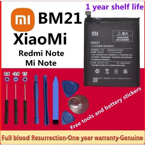 Xiao Mi 100% Orginal BM21 3000mAh Battery for Xiaomi Mi Note BM21 3GB RAM 5.7" High Quality Phone Replacement Batteries + Tools