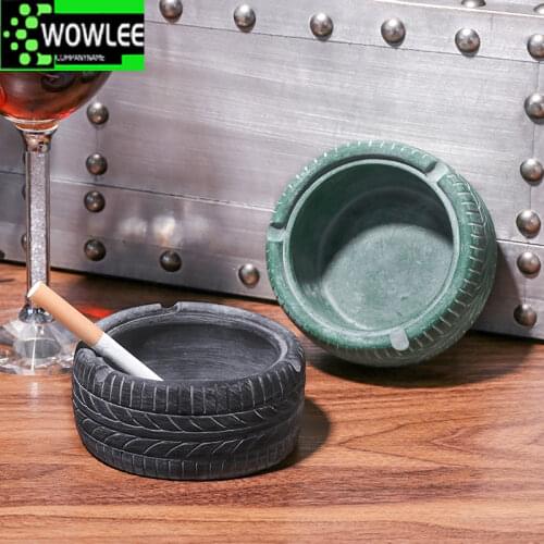 Retro Distressed Tire Resin Ashtray Creative Home Living Room Bar Desktop Decoration Portable Ashtray