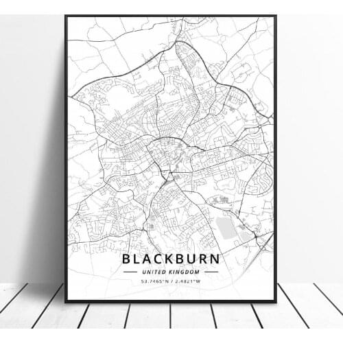 Blackburn Dundee Exeter Exmouth Middlesbrough Slough United Kingdom Map Canvas Art Poster