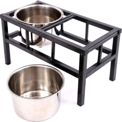 Elevated Dog Feeder with 2 Removable Stainless Steel Bowls Raised Pet Food Water Dispenser Stand Prevent Knocked Over for Large