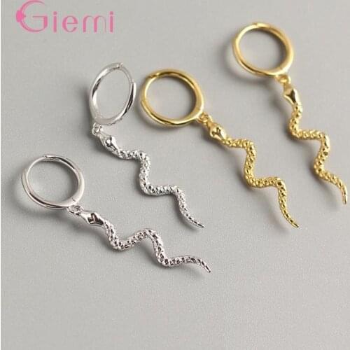 Simple 925 Sterling Silver Snake Earrings Gold Color Small Hoop Earrings for Women Punk Animal Earrings Jewelry Gifts