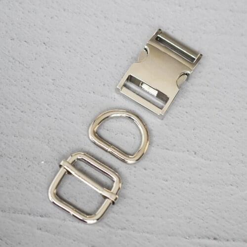 20 Sets 20mm Webbing Metal Hardware Strap Slider D Ring Release Belt Buckle For Dog Collar Paracord Sewing Accessory