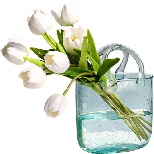 Bubble Hand Basket Living Room Transparent Glass Dry Flower Arrangement Bag Vase Decoration