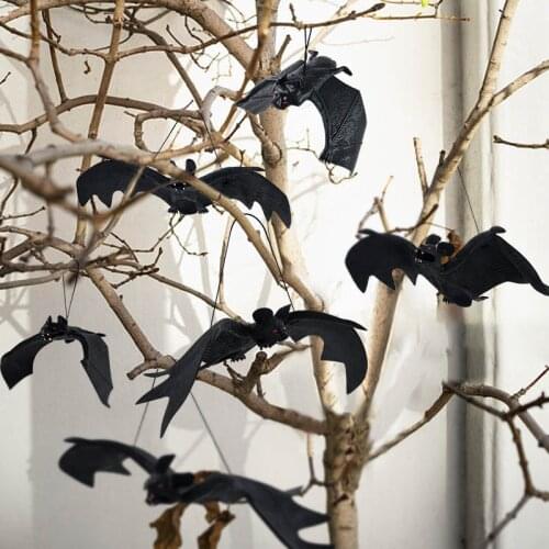 1pc Lifelike Fake Bat Halloween Hanging Decoration Haunted House Horror Props Halloween Party DIY Ornament Soft Bat Kids Toy