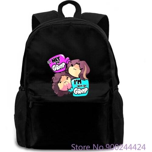 Game GrumpHey I'm Grump Black Hip-Hop Simple Splicing Cool women men backpack laptop travel school adult student