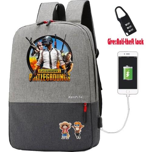 Anime game PUBG Anti-theft USB Charging Backpack Men Women Laptop Shoulder Bag Work Casual Travel Bags student bookbag