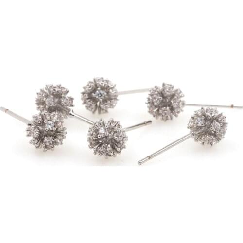 Micropavé Cubic Zirconia Bow Earrings,Flower Earrings,Exquisite Sterling Silver Earrings