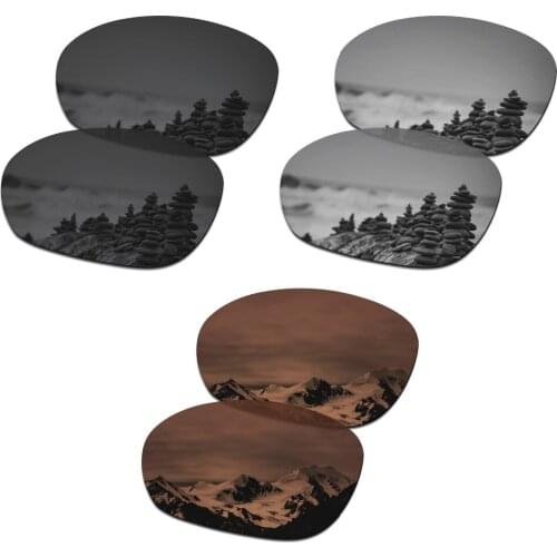 SmartVLT 3 Pairs Polarized Sunglasses Replacement Lenses for Oakley Pulse Stealth Black & Silver Titanium & Amber Brown