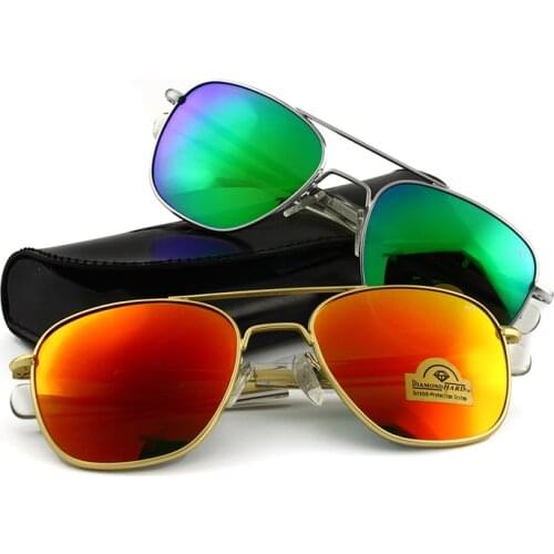 Fashion Colour AO Sunglasses Men Women Army Military Aviation Pilot Sun Glasses Male Brand Designer Glass Lens Original box
