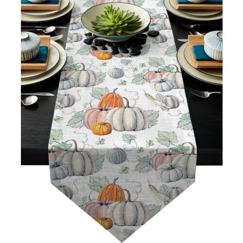 Modern Floral Tablecloth Thanksgiving Design Pumpkin Table Runner For Wedding Hotel Party Table Runners Home Decoration