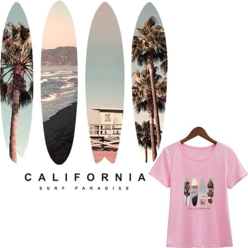 Calfornia Style Iron On T-Shirt Jeans Heat Transfer Stickers Fashion Diy Accessory Clothes Iron On Patch For Clothing