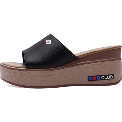 Open-Toed Wedge Slippers, Solid Color One-Way Slippers, ChildrenS Platform WomenS Shoes