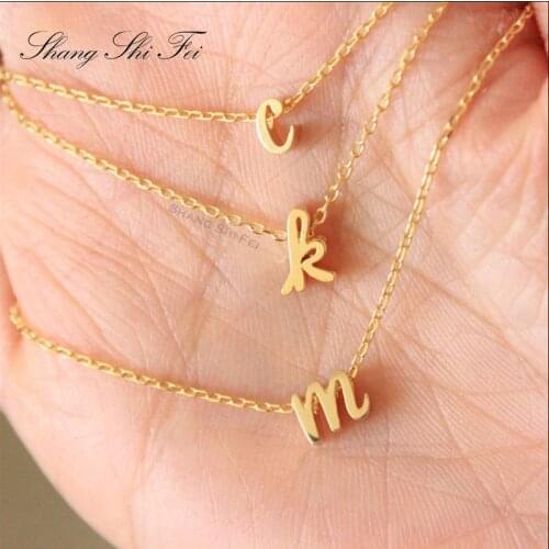 Small initial letter cursive necklace exquisite gold small initial letter necklace stainless steel custom gift bridesmaid FCN003