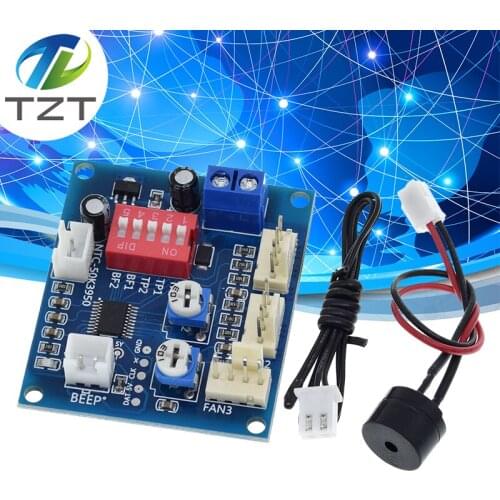 DC 12V 5A PWM PC CPU Fan Temperature Control Speed Controller Module Buzzer High-Temp Alarm NTC B 3950 Thermistor 50K