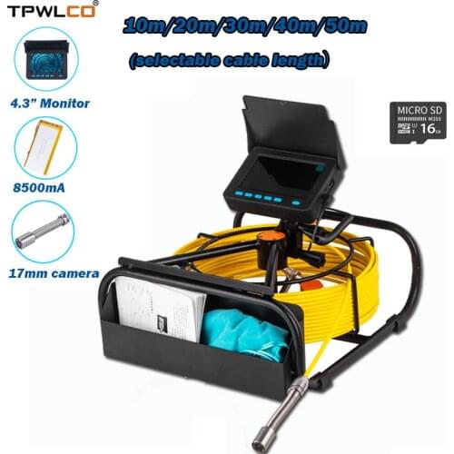 4.3inch Sewer Inspection Waterproof Camera System With DVR Function 10-50m Cable 17mm Industrial Endoscope Camera Head