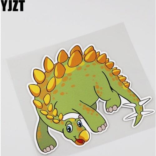YJZT 14.2CMX12.4CM Lovely Dinosaur Animal Reflective Stickers Car Sticker 13B-0068