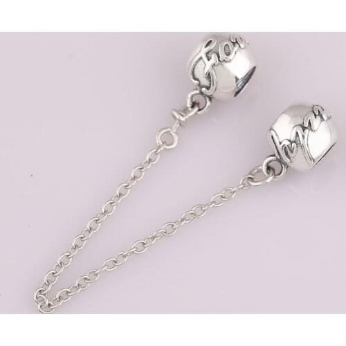 S925 DIY Jewelry Love Always Safety Chain Charm fit Lady Bracelets & Bangles Girl Gift