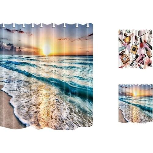 Shower Curtain Polyester Makeup Sunset Printing Shower Curtain Mildewproof Bathroom Divider Waterproof Home Bath Decor Curtains
