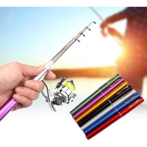 1.4M Pocket Collapsible Outdoor Fishing Rod Mini Pen Shape Pole with Reel Wheel Fishing Rod