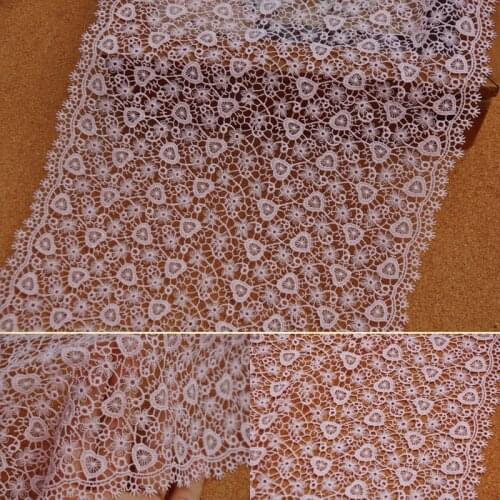 1Meter High Quality Pink Hearts Sewing Lace Trim Garment Accessories DIY Guipure Water Soluble Trimming Edge Sewing Craft