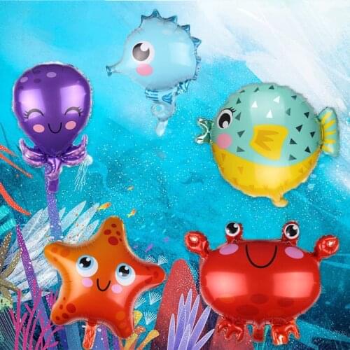 1pc Cute little animal puffer fish octopus starfish foil balloon kids Birthday Party Decoration baby shower toy helium balls