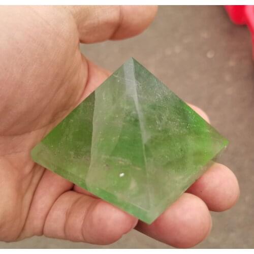 1 Pcs 60mm Natural Green Fluorite Pyramid Crystal Energy Point Meditation Wand Decoration Natural Stones and Minerals specimen