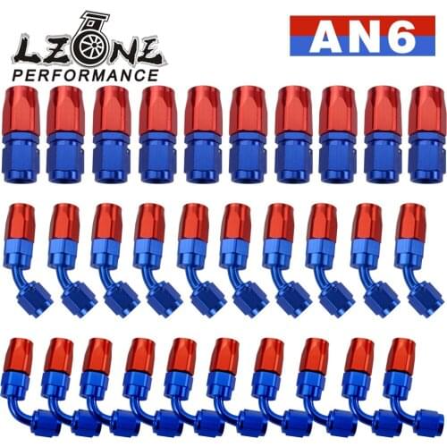 10 Pieces AN6 Oil Fuel Swivel Hose Anoized Aluminum Straight Elbow 45 180 Degree Hose End Oil Fuel Reusable Fitting