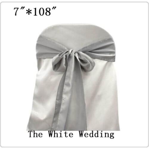 100 wholesale chair bows silver chair sash china free shipping 7'' x108