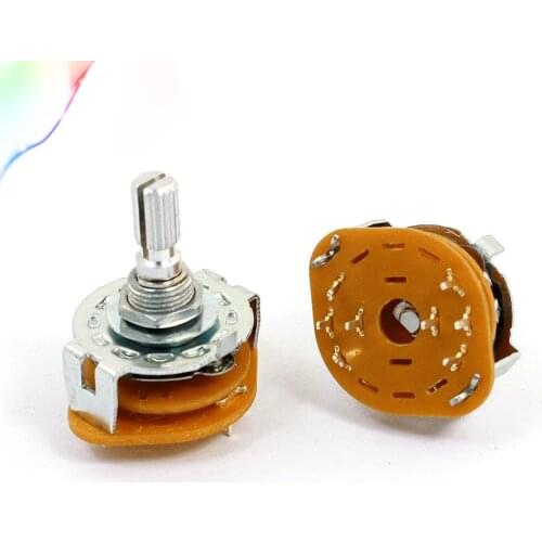 2Pcs 2P3T 2 Pole 3 Position 6mm Knurled Shaft Dia Band Selector Rotary Switch