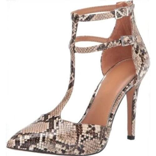 2021 High Heel Serpentine Stiletto shoes Women Pointed Party Wedding Shoe Plus Size Heels 11cm Black Color Mesh cloth 57